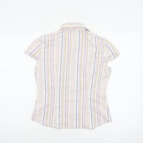 Next Women Multicoloured UK 12 Striped Short Sleeve Button-Up Shirt