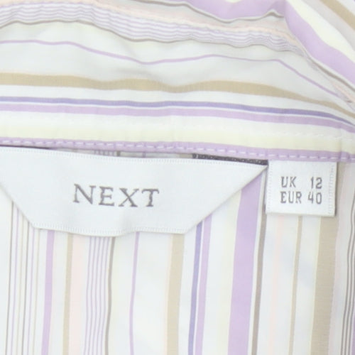 Next Women Multicoloured UK 12 Striped Short Sleeve Button-Up Shirt