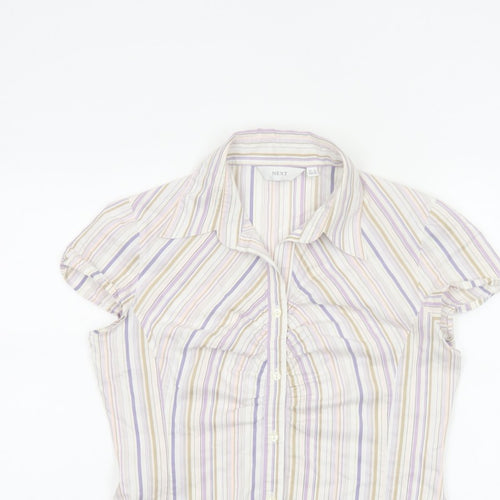 Next Women Multicoloured UK 12 Striped Short Sleeve Button-Up Shirt
