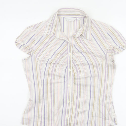Next Women Multicoloured UK 12 Striped Short Sleeve Button-Up Shirt