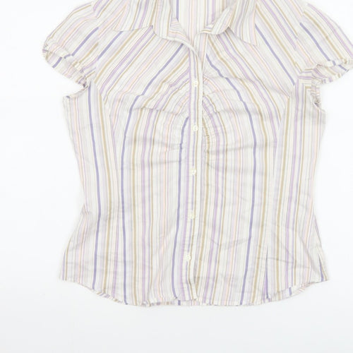 Next Women Multicoloured UK 12 Striped Short Sleeve Button-Up Shirt