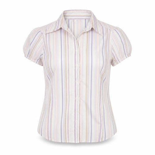 Next Women Multicoloured UK 12 Striped Short Sleeve Button-Up Shirt
