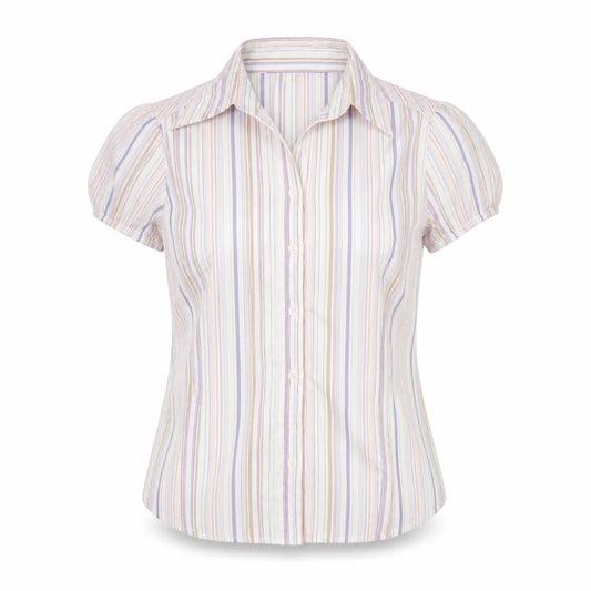 Next Women Multicoloured UK 12 Striped Short Sleeve Button-Up Shirt