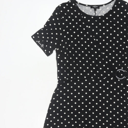 Simply Be Women Black Polka Dot UK 16 Fit & Flare Knee Dress