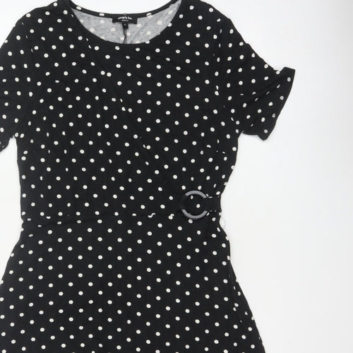 Simply Be Women Black Polka Dot UK 16 Fit & Flare Knee Dress
