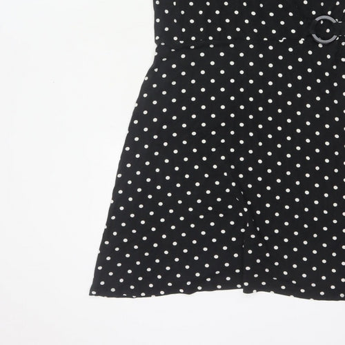 Simply Be Women Black Polka Dot UK 16 Fit & Flare Knee Dress