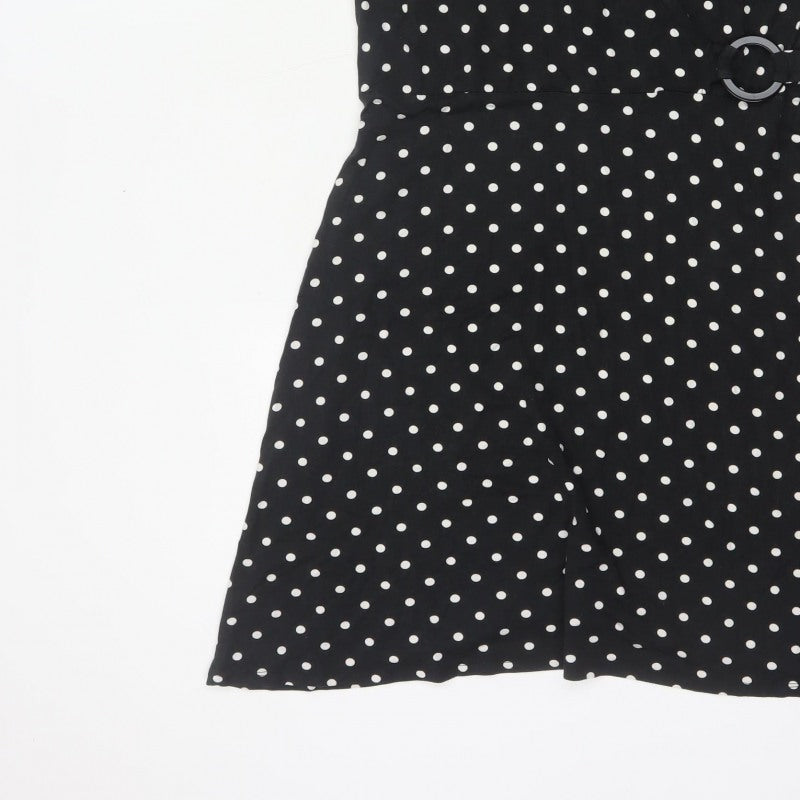 Simply Be Women Black Polka Dot UK 16 Fit & Flare Knee Dress