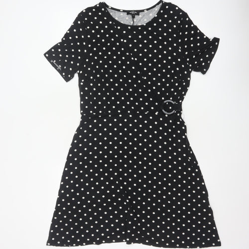 Simply Be Women Black Polka Dot UK 16 Fit & Flare Knee Dress