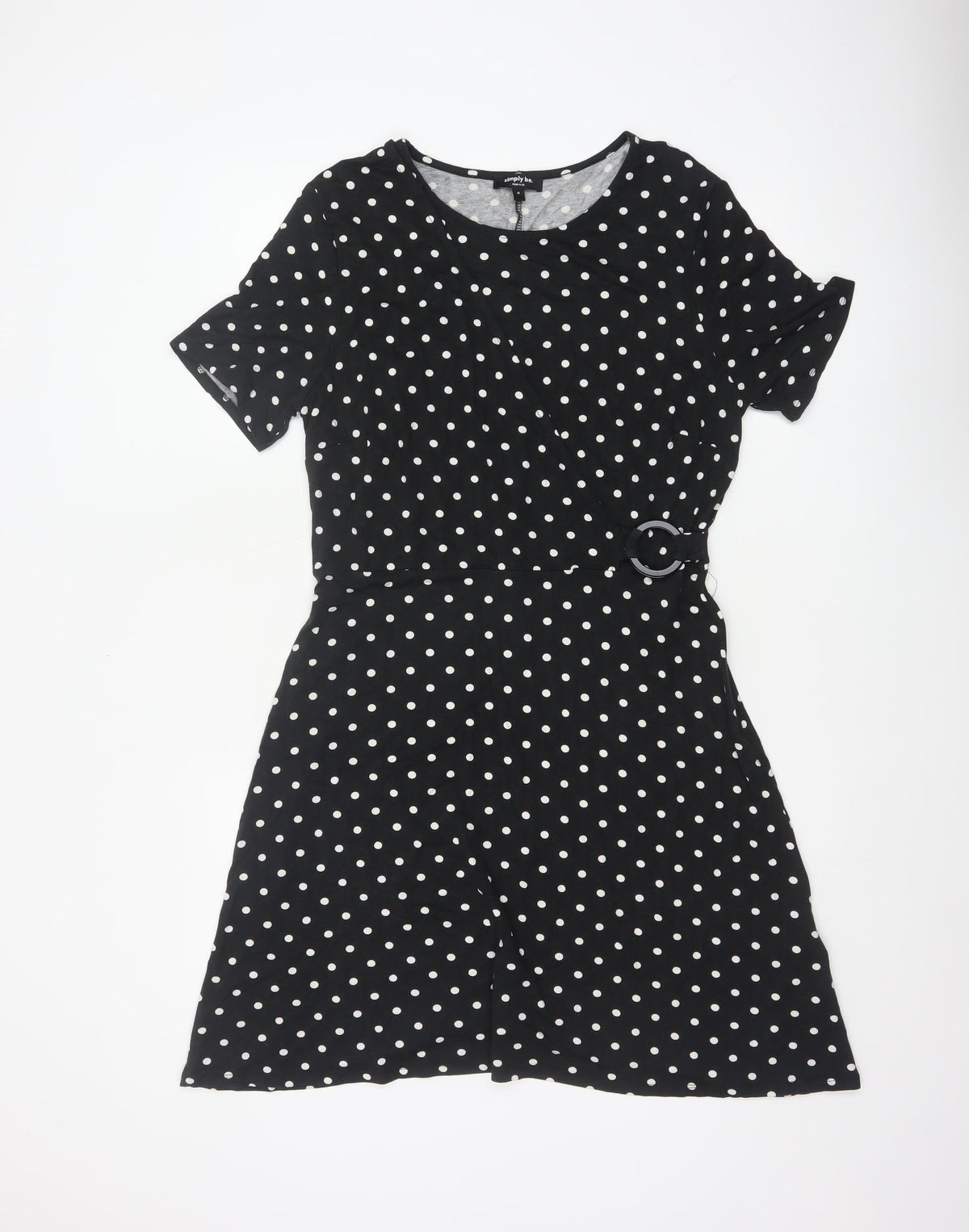 Simply Be Women Black Polka Dot UK 16 Fit & Flare Knee Dress