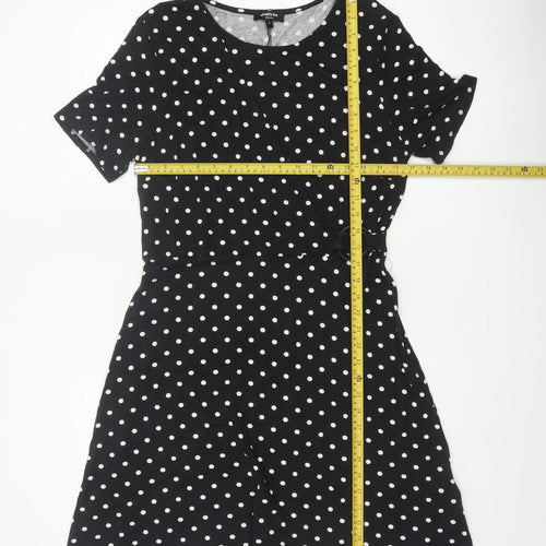 Simply Be Women Black Polka Dot UK 16 Fit & Flare Knee Dress