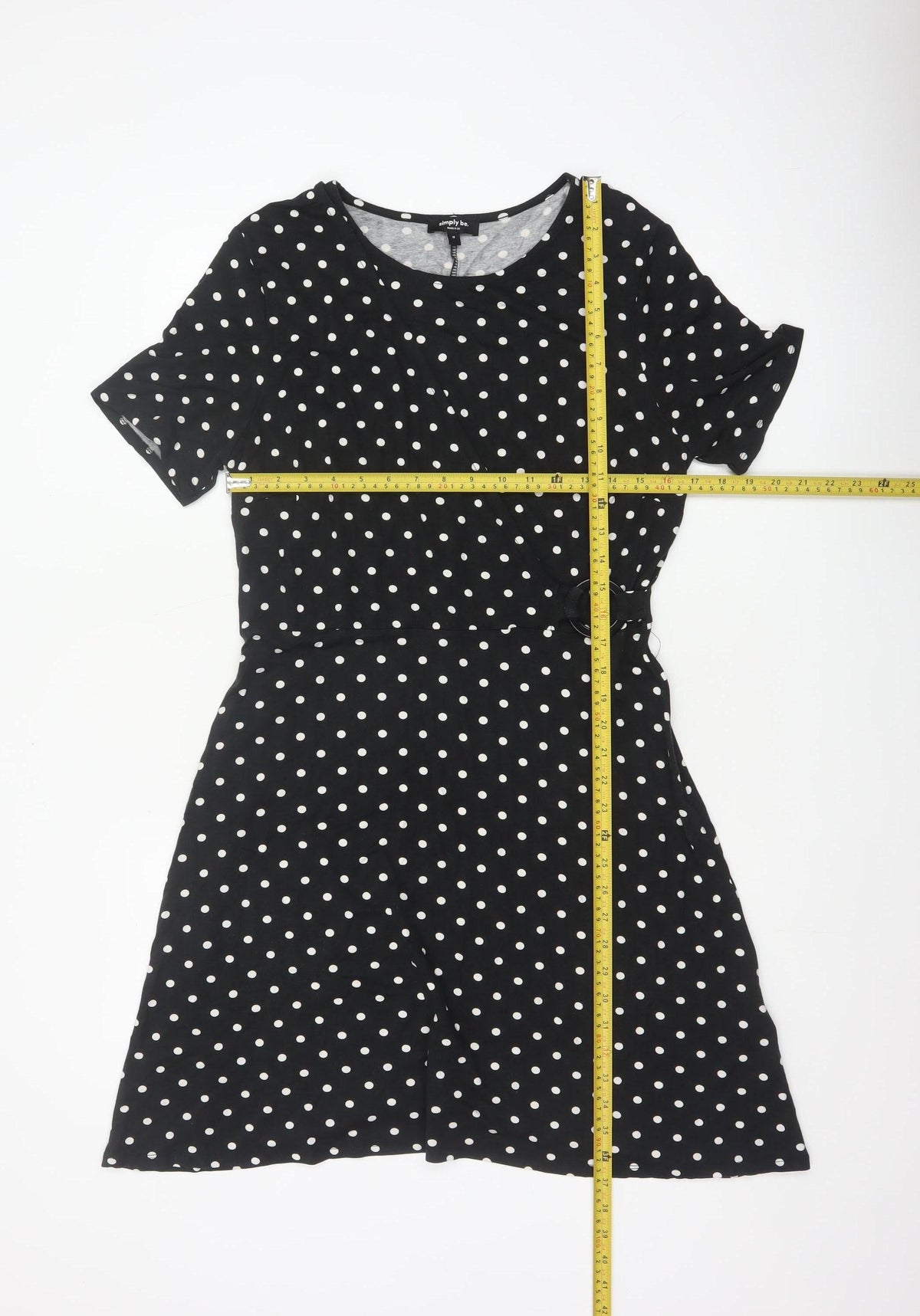 Simply Be Women Black Polka Dot UK 16 Fit & Flare Knee Dress