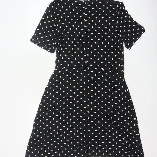 Simply Be Women Black Polka Dot UK 16 Fit & Flare Knee Dress