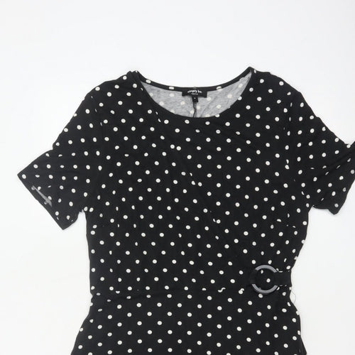 Simply Be Women Black Polka Dot UK 16 Fit & Flare Knee Dress