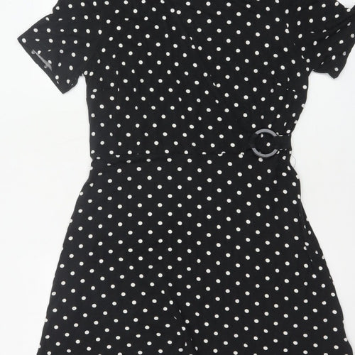 Simply Be Women Black Polka Dot UK 16 Fit & Flare Knee Dress