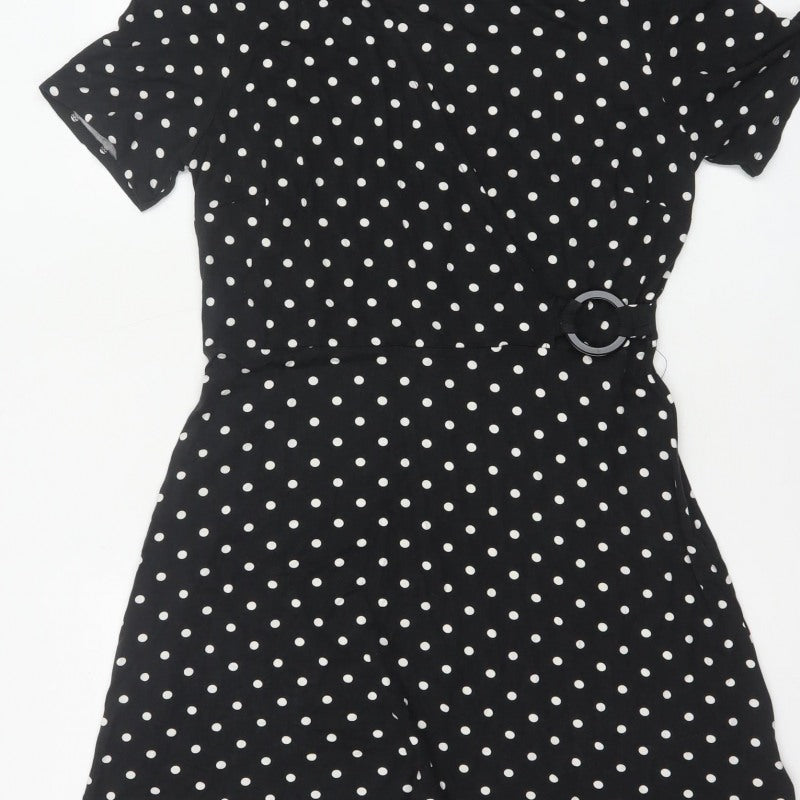 Simply Be Women Black Polka Dot UK 16 Fit & Flare Knee Dress