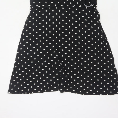 Simply Be Women Black Polka Dot UK 16 Fit & Flare Knee Dress