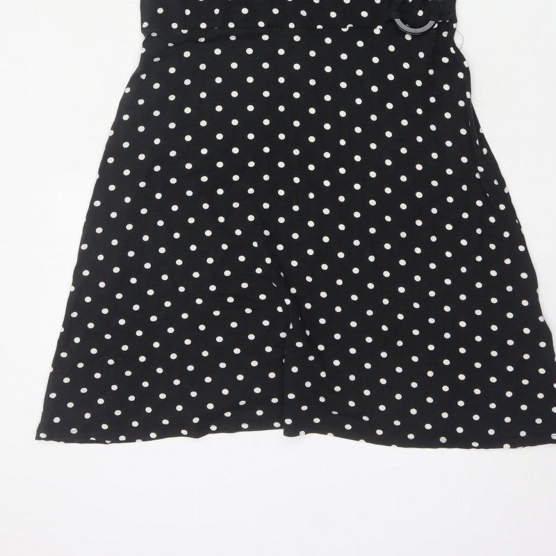 Simply Be Women Black Polka Dot UK 16 Fit & Flare Knee Dress