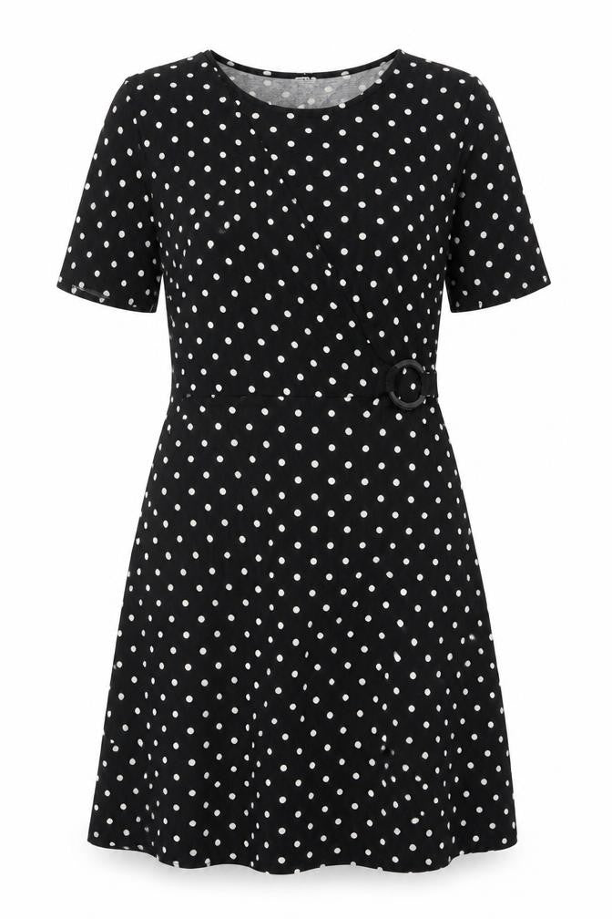 Simply Be Women Black Polka Dot UK 16 Fit & Flare Knee Dress