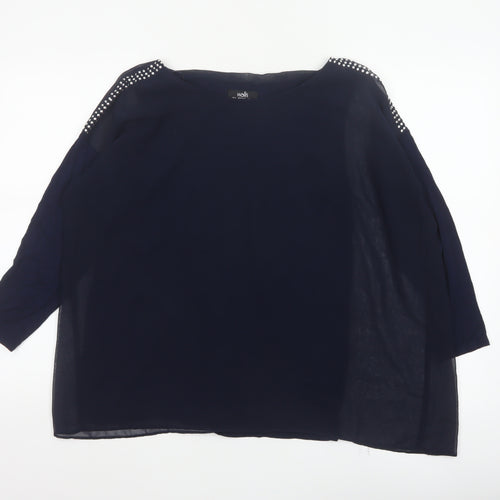 Wallis Women’s Navy Blue Studded Shoulder Sheer Blouse UK S
