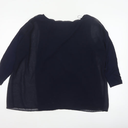 Wallis Women’s Navy Blue Studded Shoulder Sheer Blouse UK S
