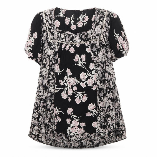 Rocha John Rocha Women Black Floral Beaded Tunic Blouse UK 14