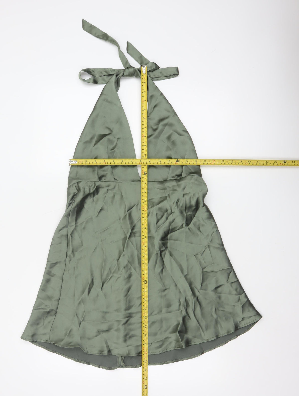 Zara Women Green XL Halter Mini Fit & Flare Satin Party Dress