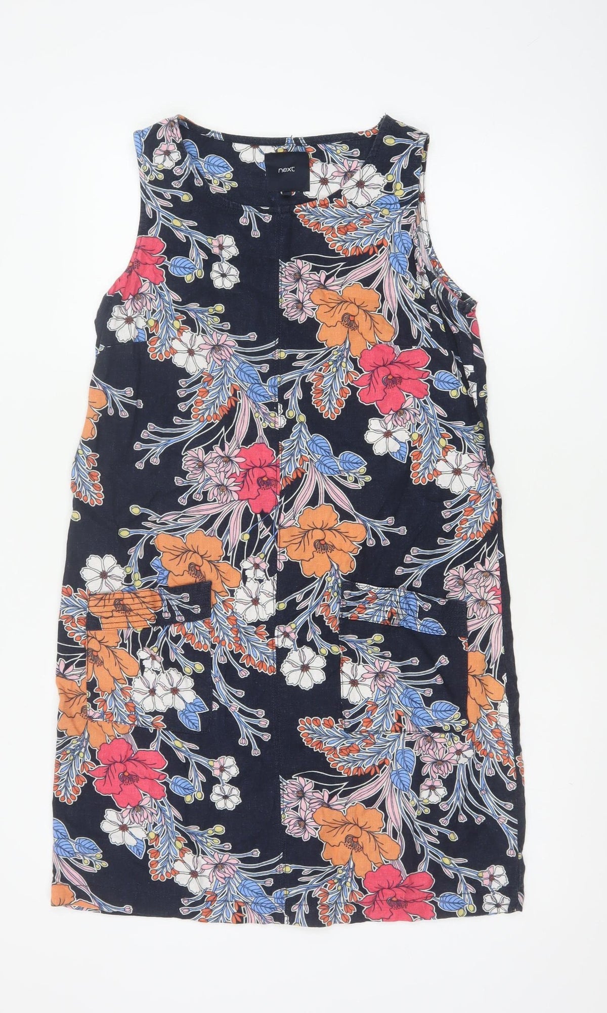 Next Women Multicoloured UK 10 Floral Linen Blend Shift Dress