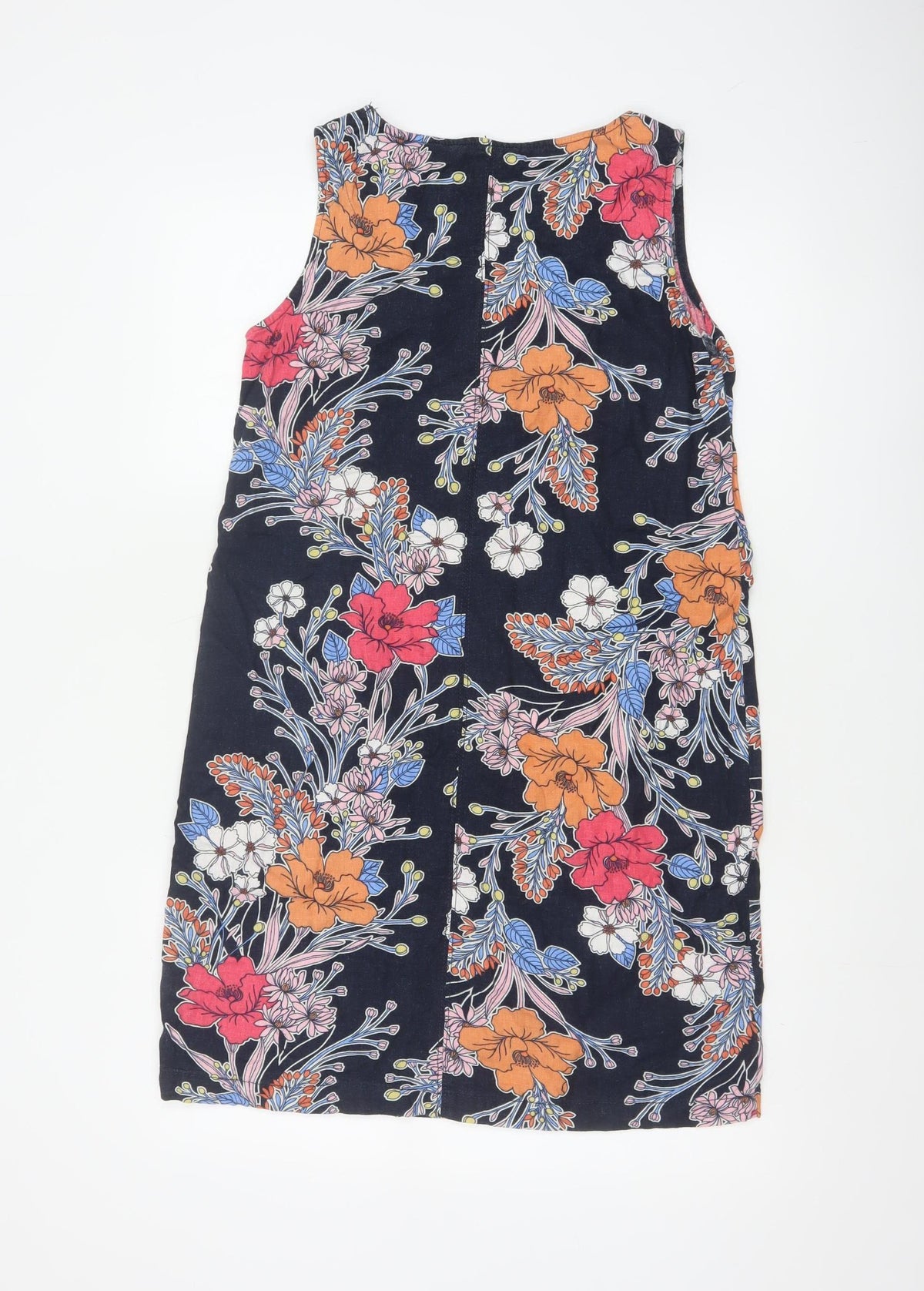 Next Women Multicoloured UK 10 Floral Linen Blend Shift Dress