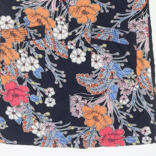 Next Women Multicoloured UK 10 Floral Linen Blend Shift Dress