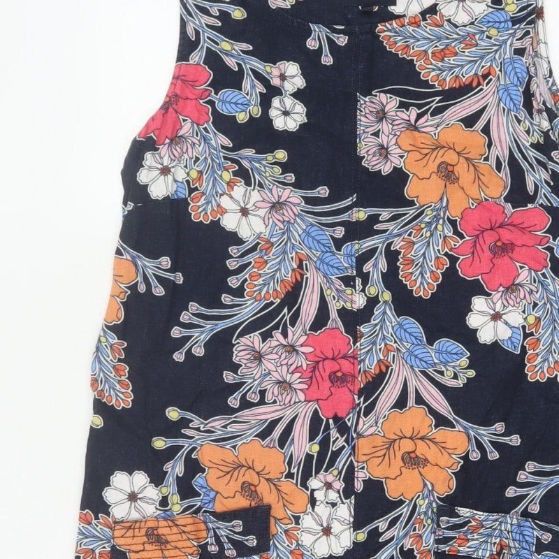 Next Women Multicoloured UK 10 Floral Linen Blend Shift Dress