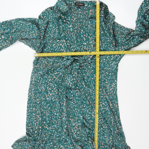 QED London Women Green Floral Wrap Knee Length Dress UK 14