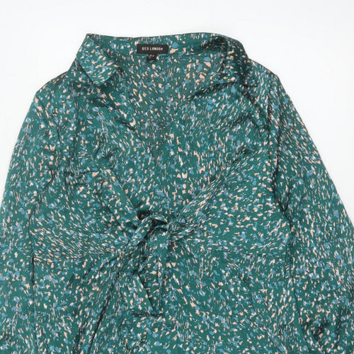 QED London Women Green Floral Wrap Knee Length Dress UK 14