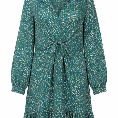 QED London Women Green Floral Wrap Knee Length Dress UK 14