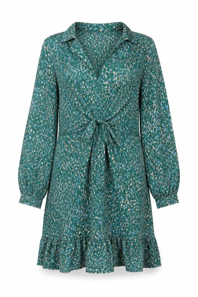 QED London Women Green Floral Wrap Knee Length Dress UK 14