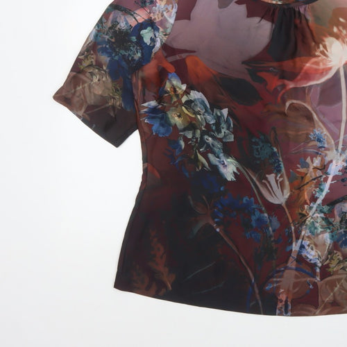 L.K.Bennett Women Multicoloured Floral Flutter Sleeve Blouse UK 16