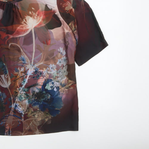 L.K.Bennett Women Multicoloured Floral Flutter Sleeve Blouse UK 16