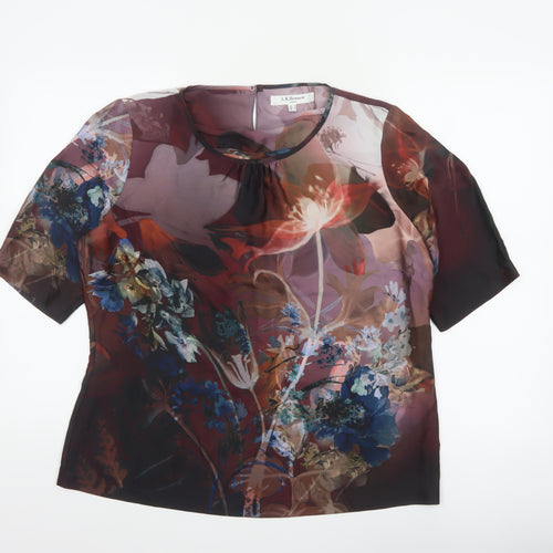 L.K.Bennett Women Multicoloured Floral Flutter Sleeve Blouse UK 16