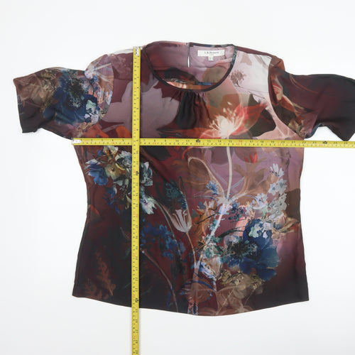 L.K.Bennett Women Multicoloured Floral Flutter Sleeve Blouse UK 16