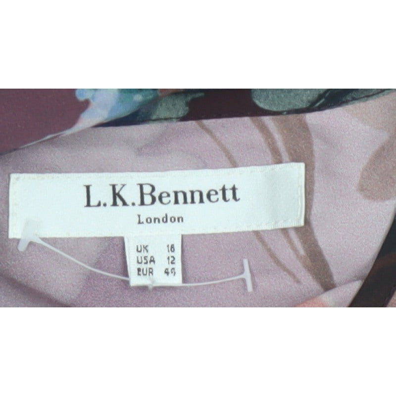 L.K.Bennett Women Multicoloured Floral Flutter Sleeve Blouse UK 16