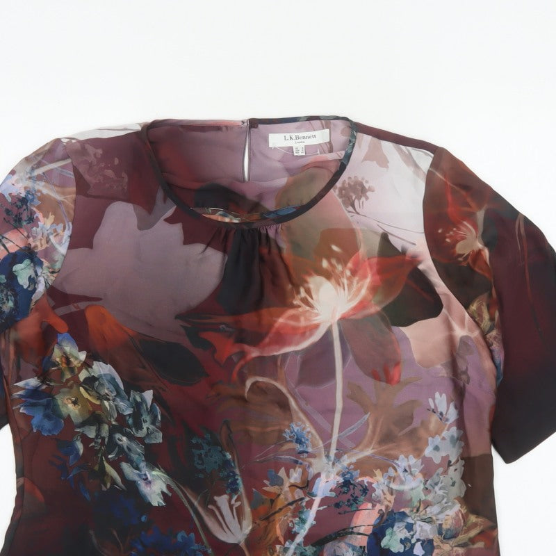 L.K.Bennett Women Multicoloured Floral Flutter Sleeve Blouse UK 16