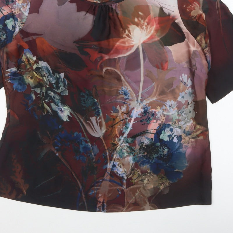 L.K.Bennett Women Multicoloured Floral Flutter Sleeve Blouse UK 16