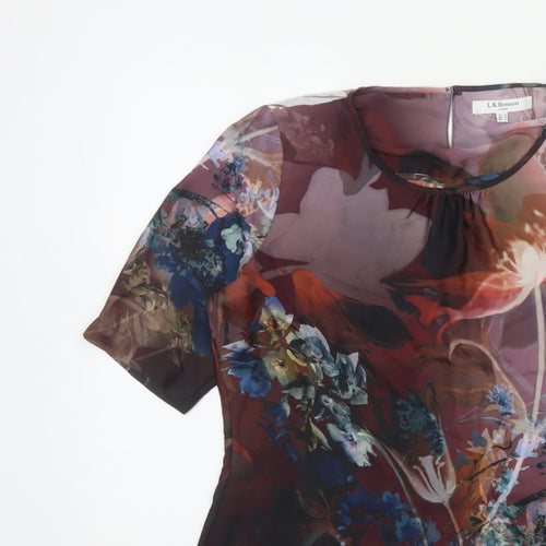 L.K.Bennett Women Multicoloured Floral Flutter Sleeve Blouse UK 16