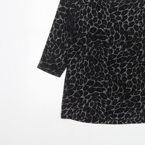 Kim&Co. Women Black Floral Velvet 3/4 Sleeve Keyhole Blouse M