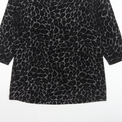 Kim&Co. Women Black Floral Velvet 3/4 Sleeve Keyhole Blouse M