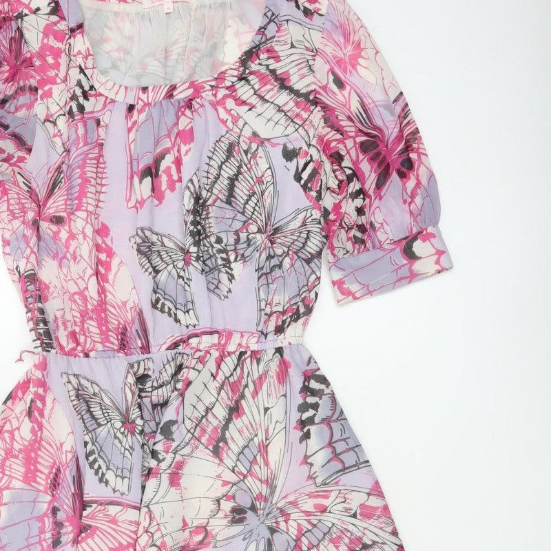 Butterfly by Matthew Williamson Women's Pink Butterfly Fit Flare Dress UK 10