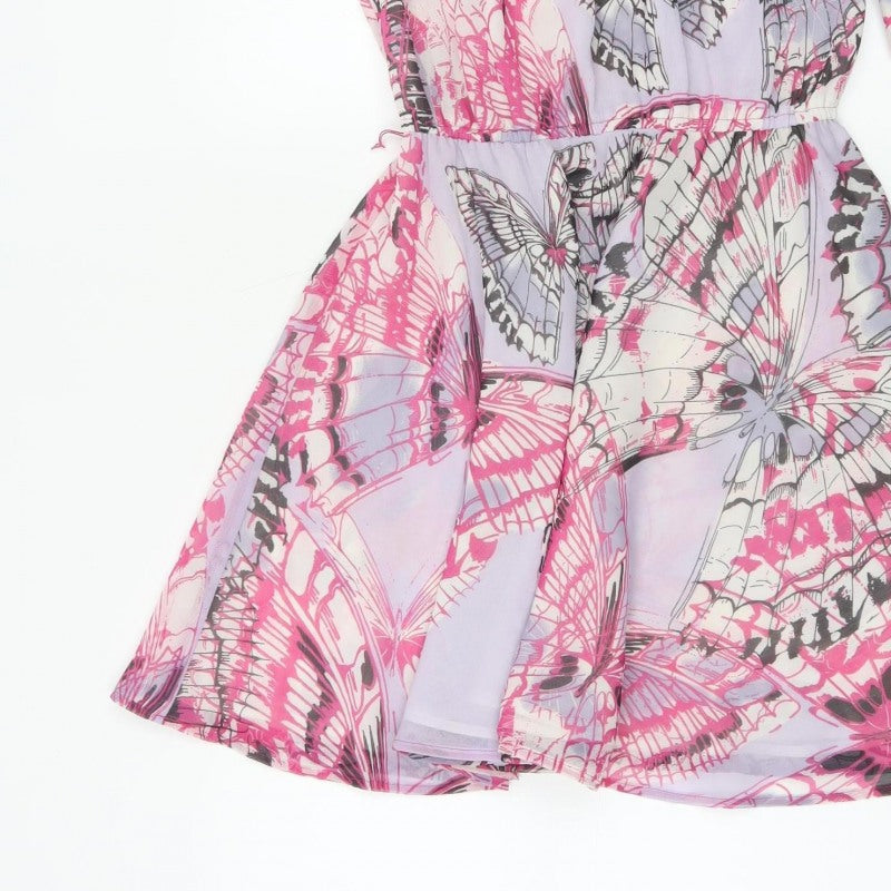 Butterfly by Matthew Williamson Women's Pink Butterfly Fit Flare Dress UK 10
