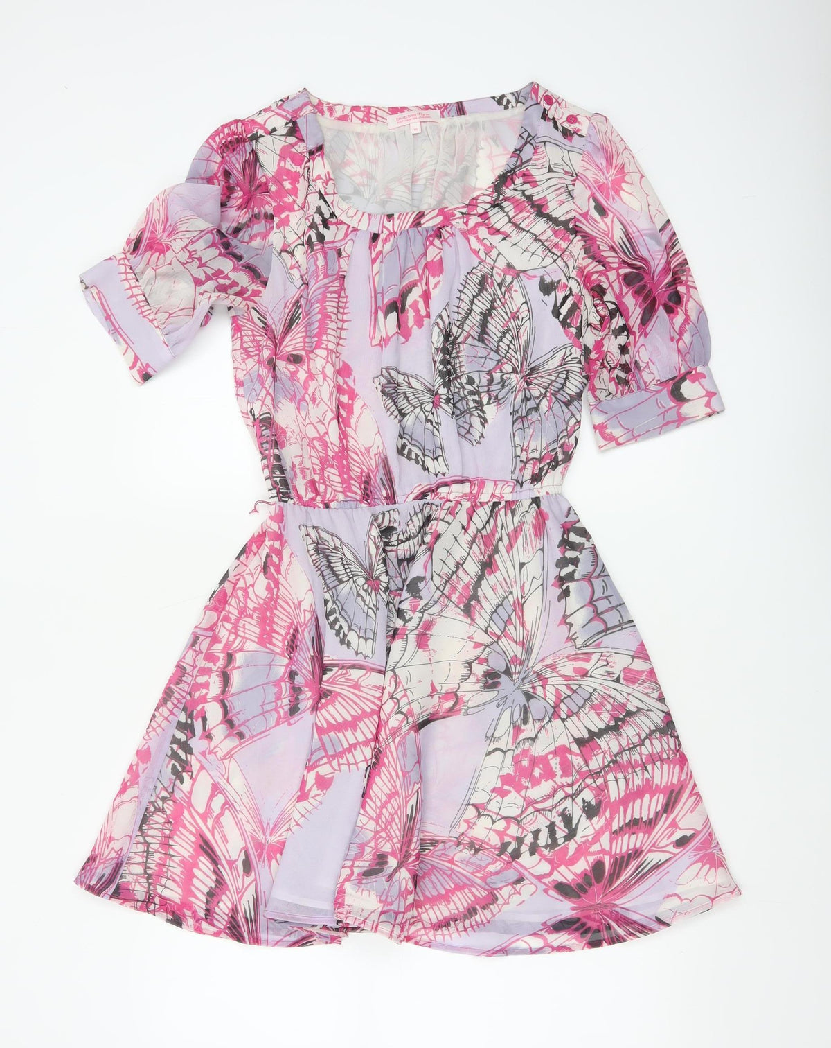 Butterfly by Matthew Williamson Women's Pink Butterfly Fit Flare Dress UK 10
