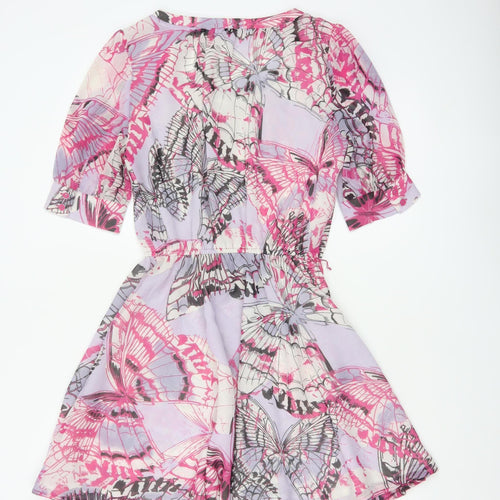 Butterfly by Matthew Williamson Women's Pink Butterfly Fit Flare Dress UK 10