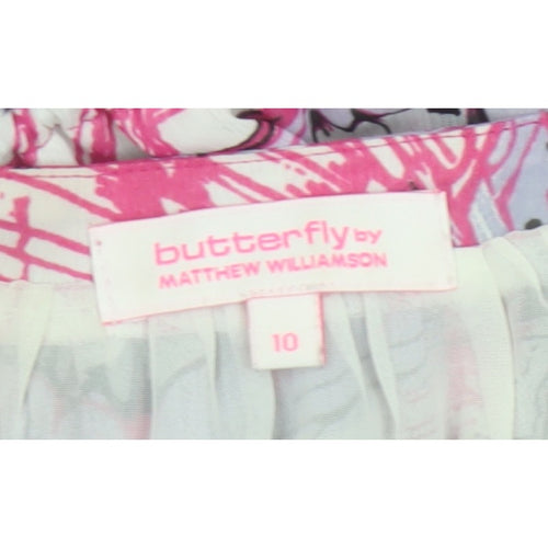 Butterfly by Matthew Williamson Women's Pink Butterfly Fit Flare Dress UK 10