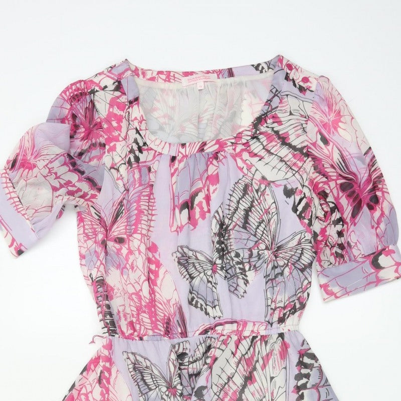 Butterfly by Matthew Williamson Women's Pink Butterfly Fit Flare Dress UK 10